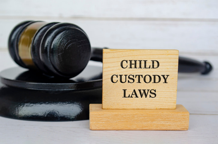 Gavel and legal text on wooden blocks representing family law or custody proceedings in Utah